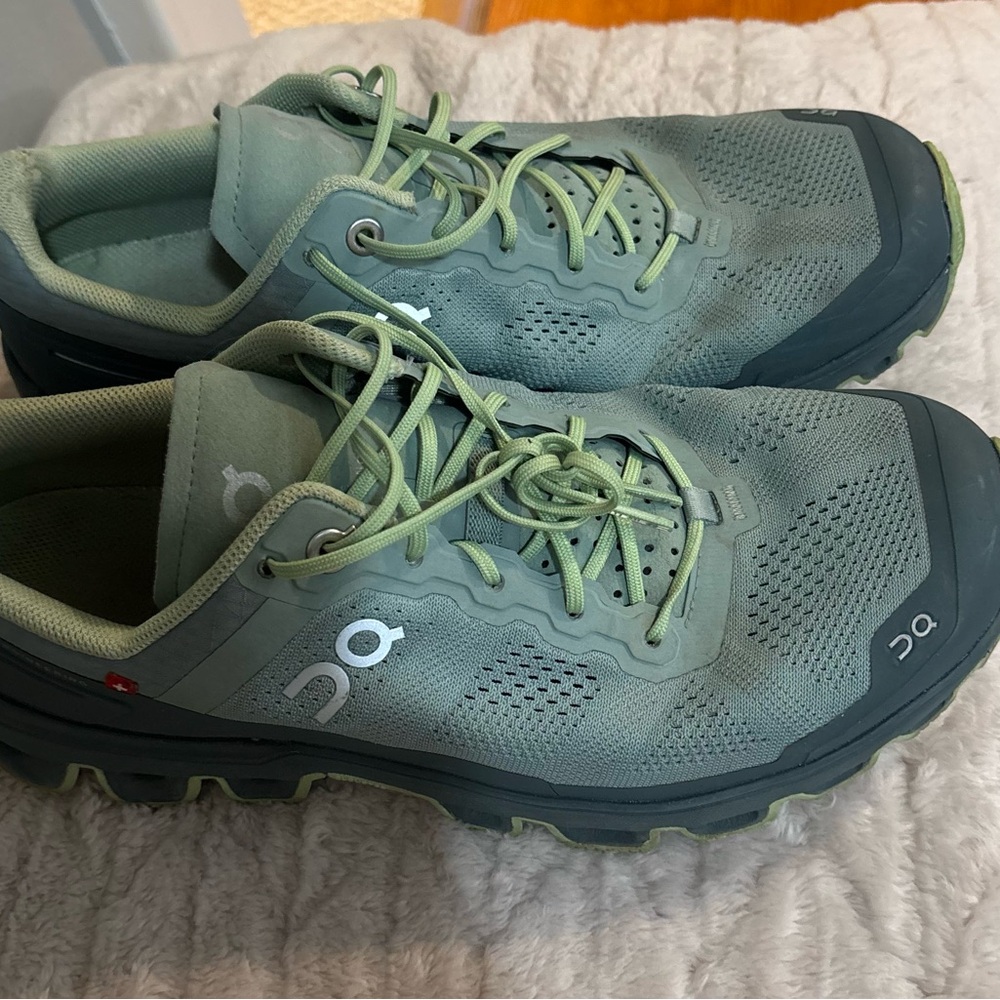 On Running Olive and Charcoal Trail Shoes